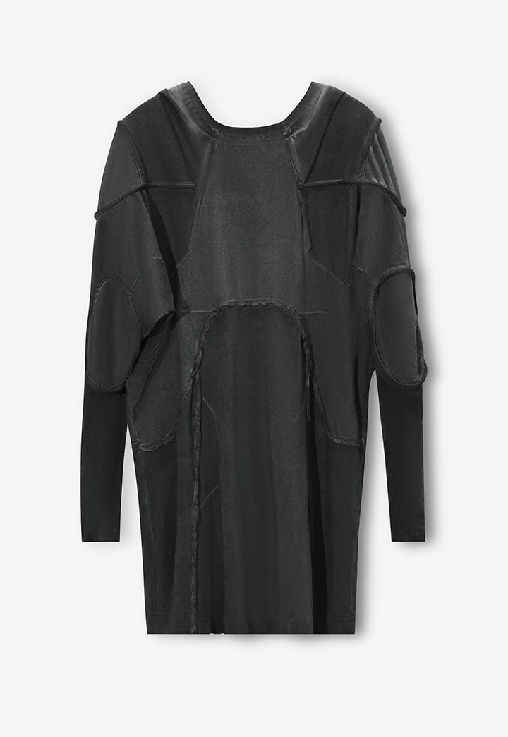 Multi-Panel Washed Loose Long Sleeve T-Shirt