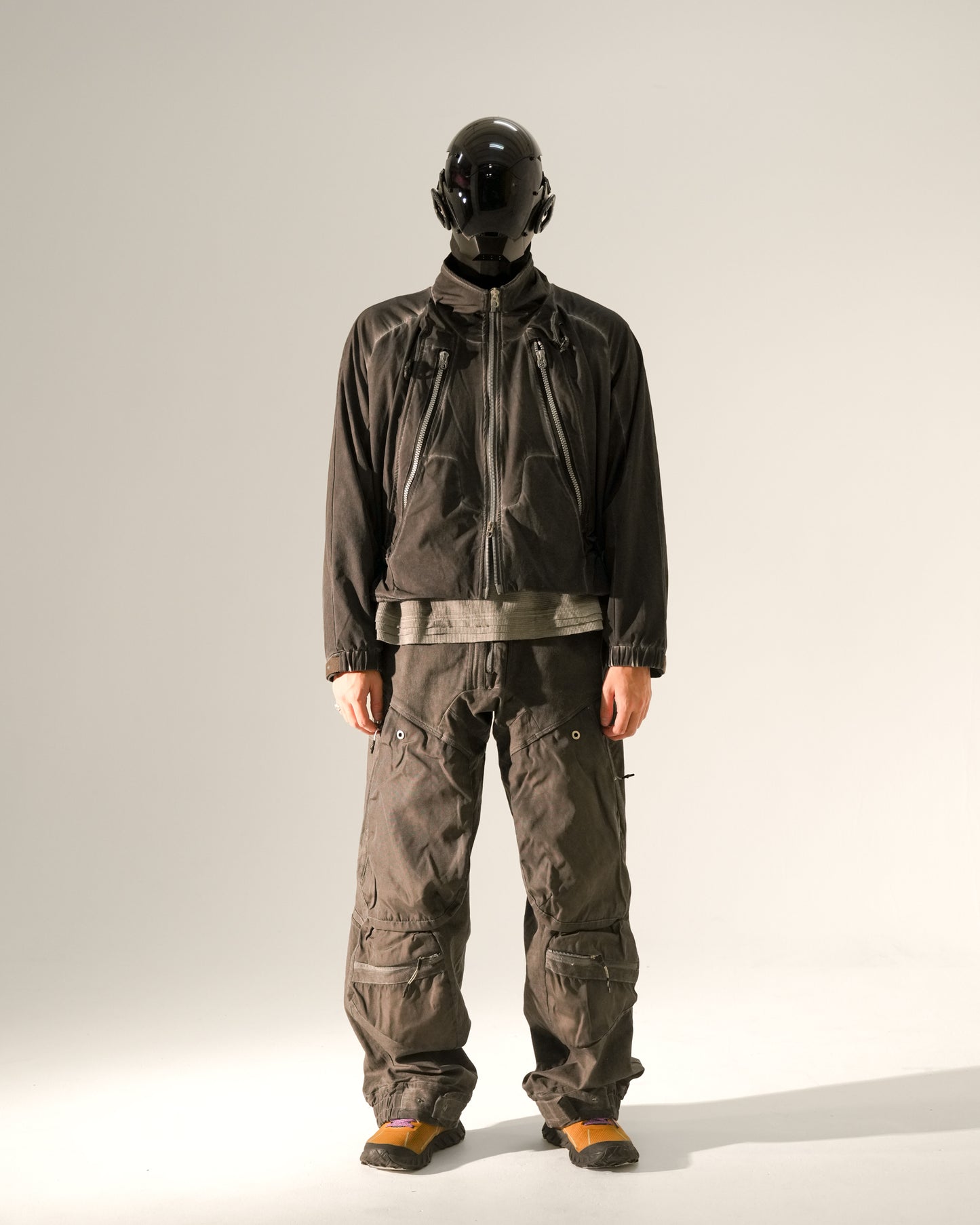 Double-Layer Multi-Pocket Distressed Batik Jacket