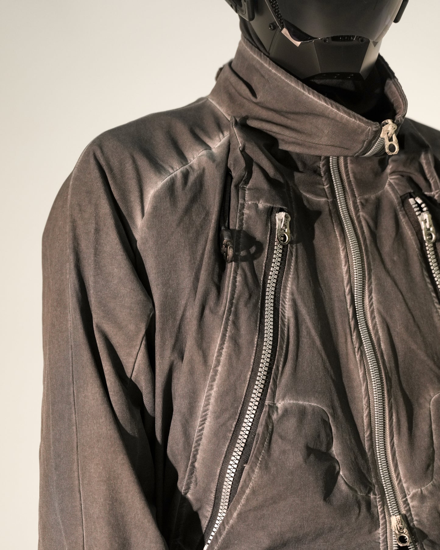 Double-Layer Multi-Pocket Distressed Batik Jacket