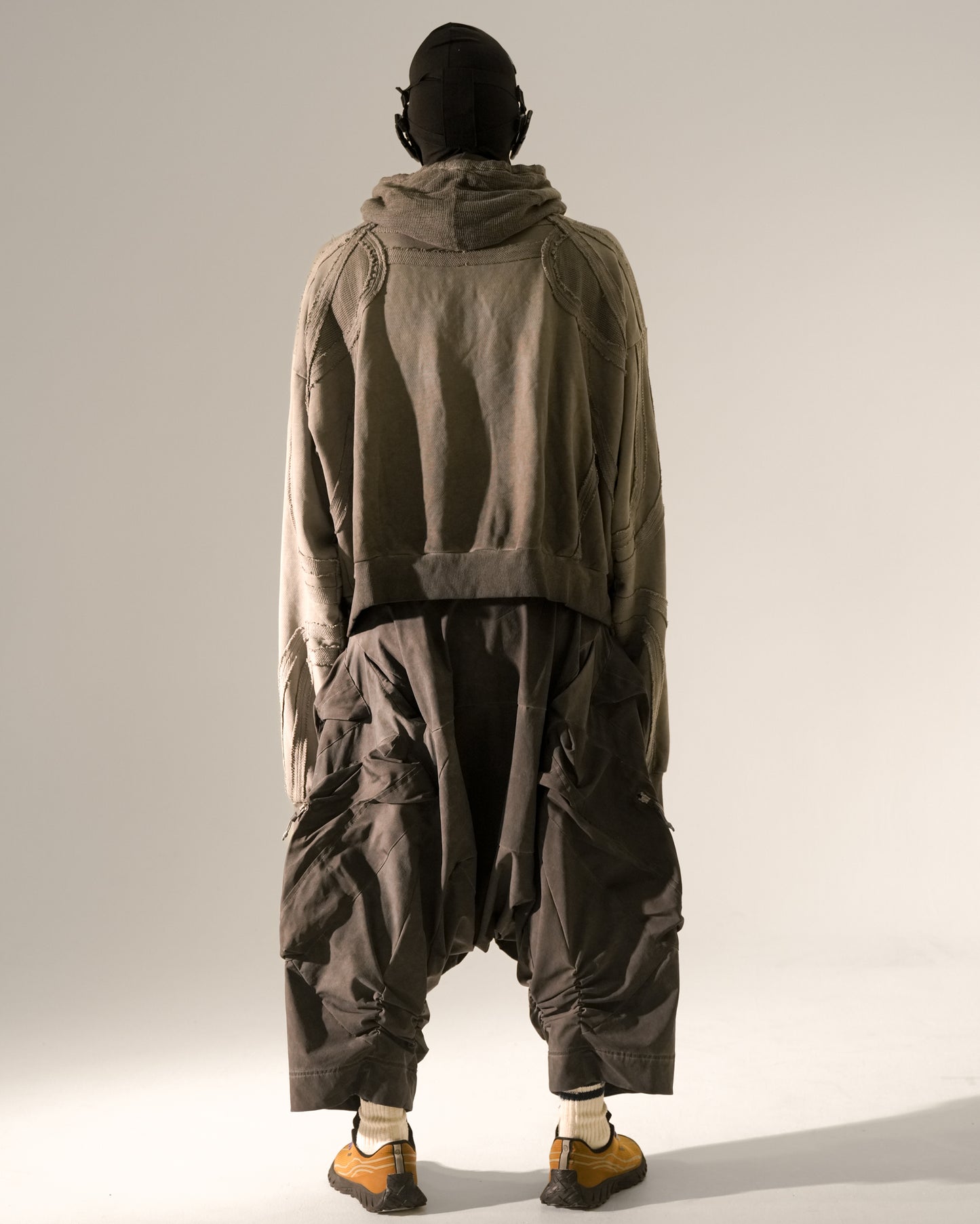 Patchwork Washed Raw-Edge Zip Parka