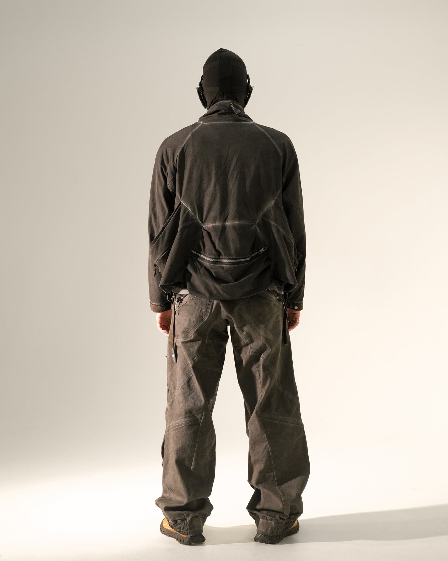 Double-Layer Multi-Pocket Distressed Batik Jacket