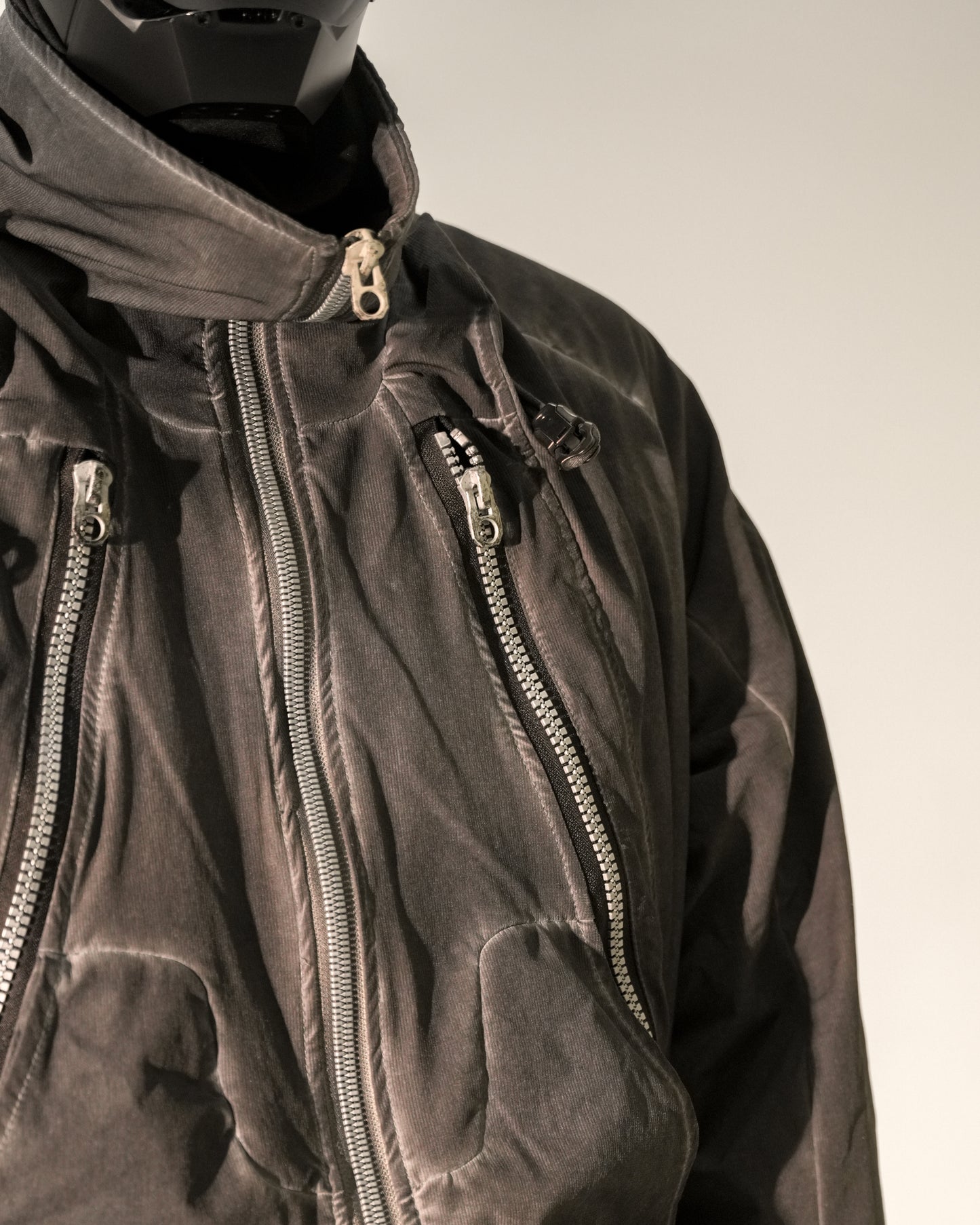 Double-Layer Multi-Pocket Distressed Batik Jacket