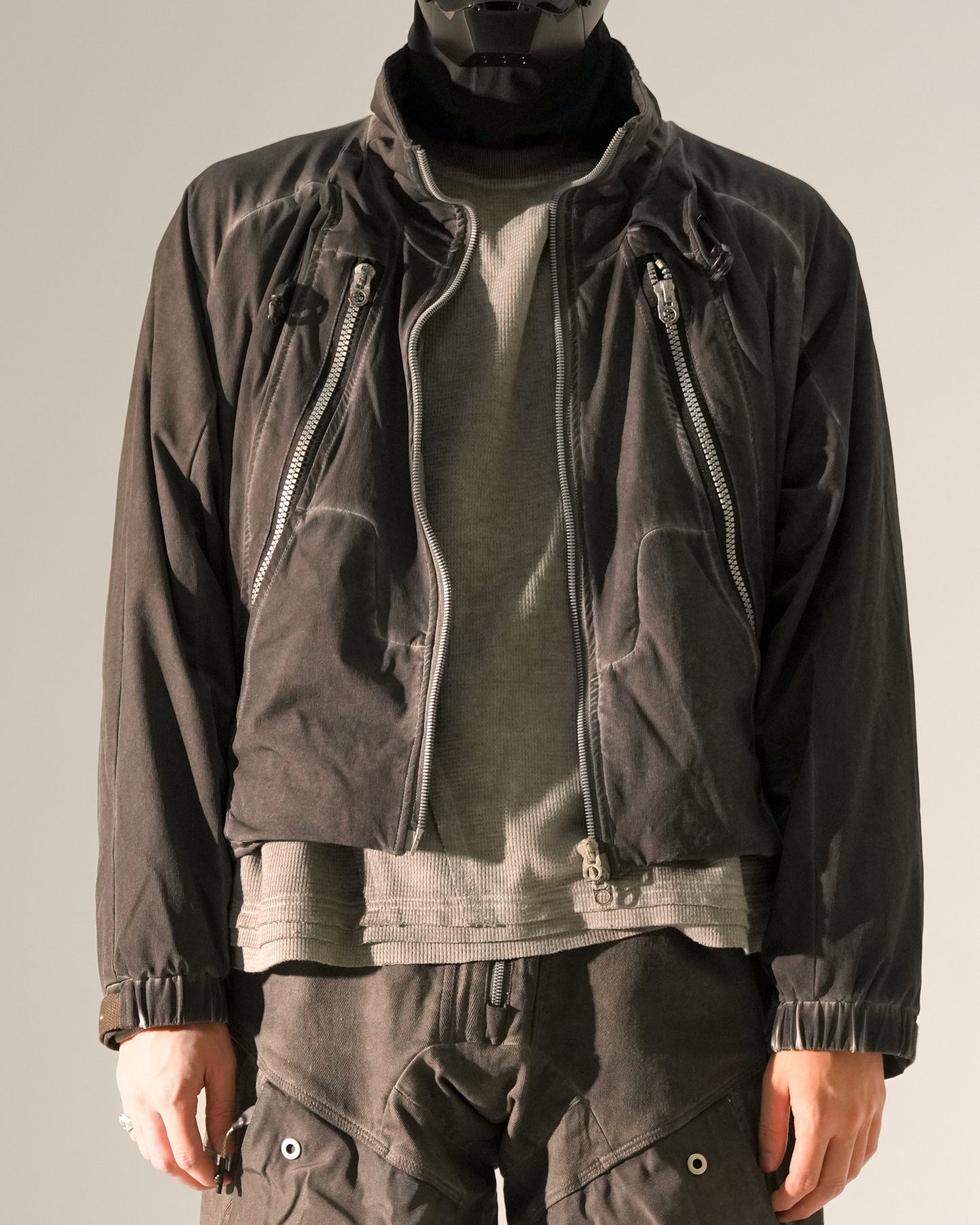 Double-Layer Multi-Pocket Distressed Batik Jacket