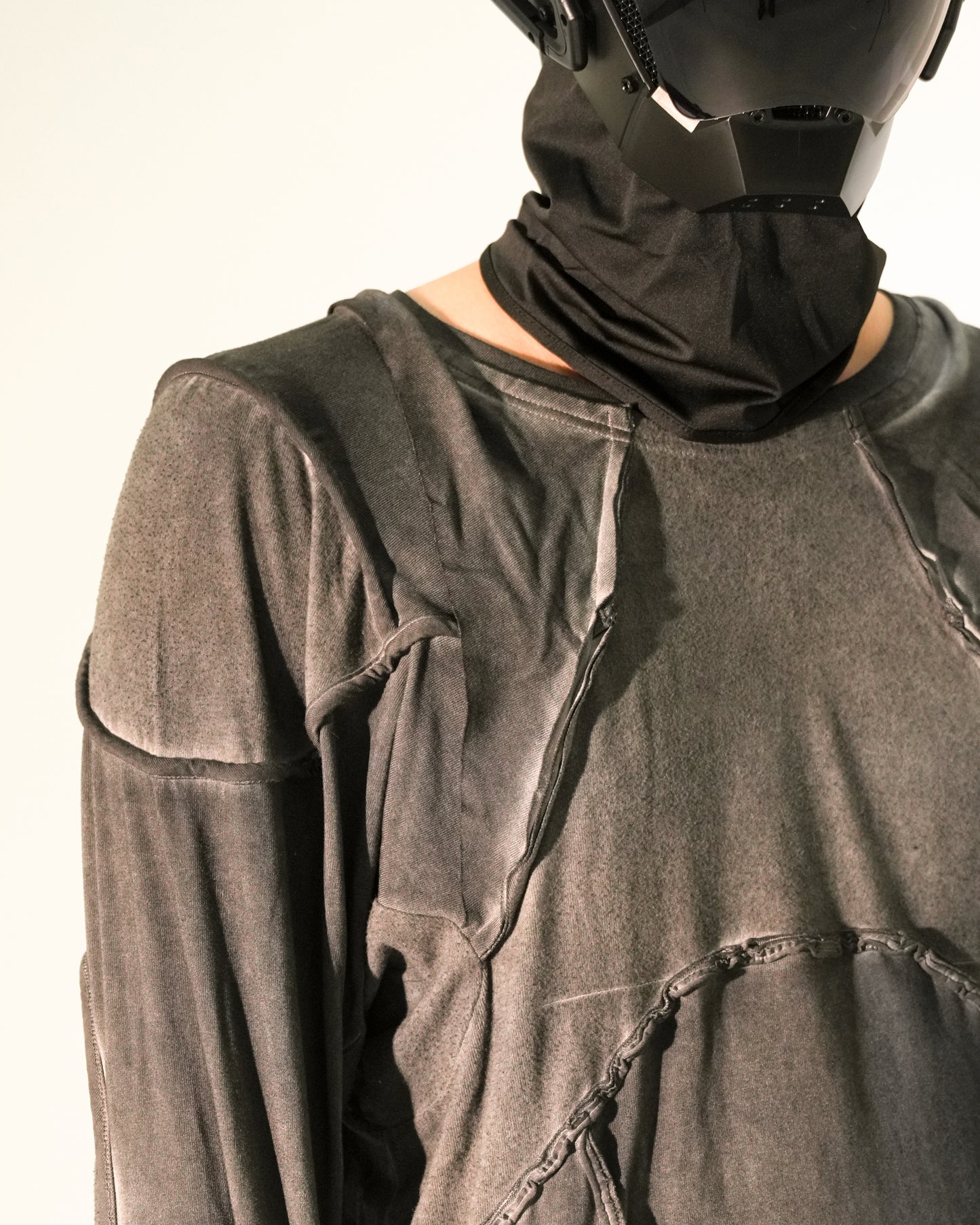 Multi-Panel Washed Loose Long Sleeve T-Shirt